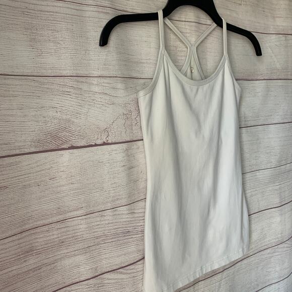 Lululemon White Power Y Tank Top Spaghetti Strap Racerback Built-In Bra - Picture 16 of 16